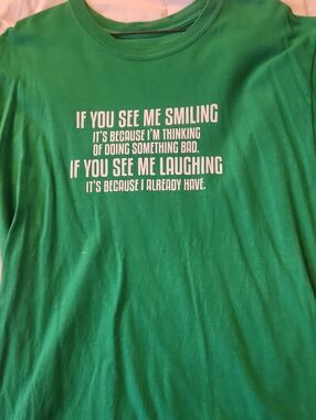 Source Unknown Green Short Sleeve Tee with White Text